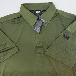 PXG Parsons Xtreme Golf Mens Small Olive Green Perforated Performance‎ Polo NEW